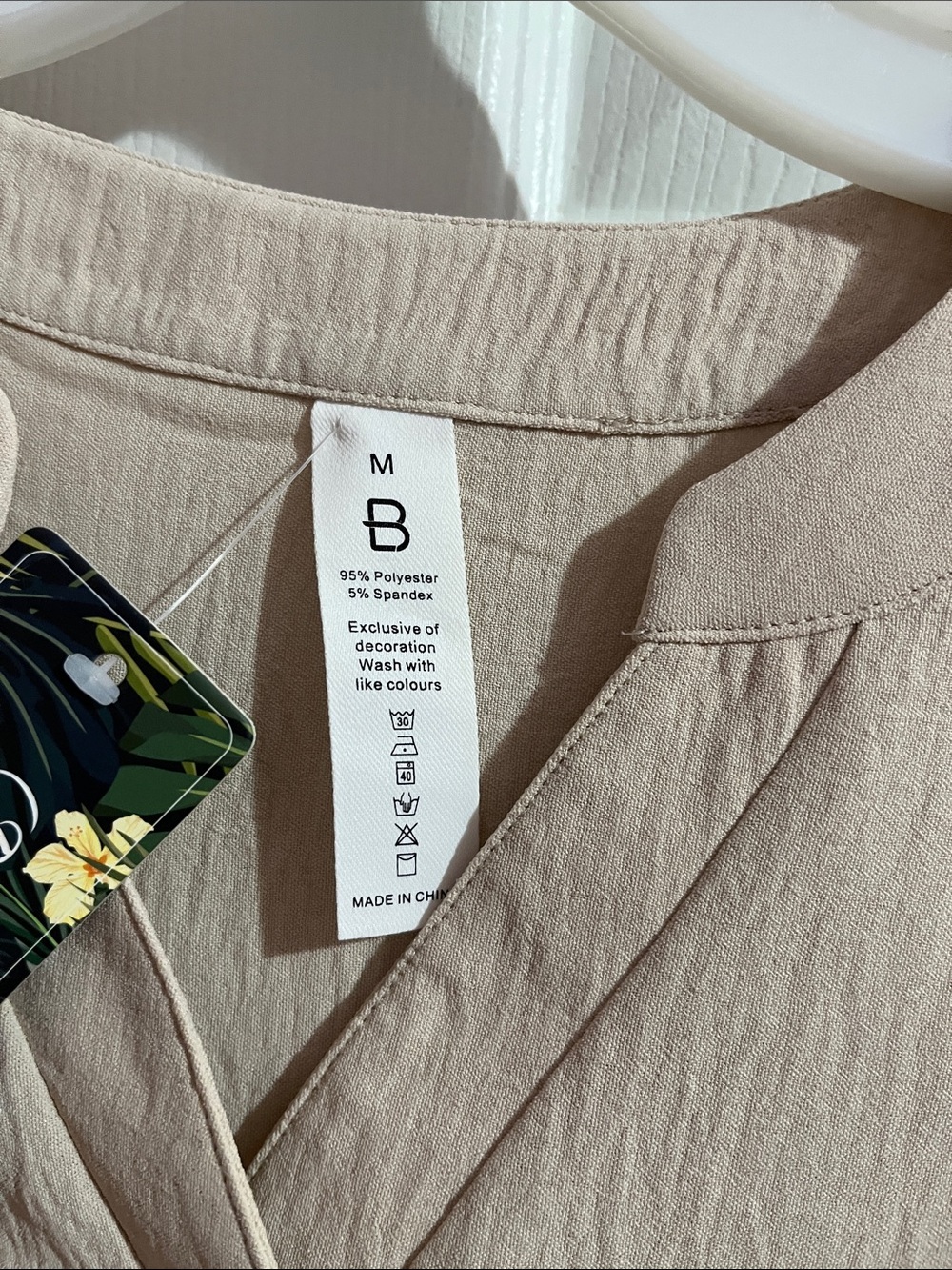 Women’s Cream Short Sleeve Split-Neck Blouse - Picture 2 of 3